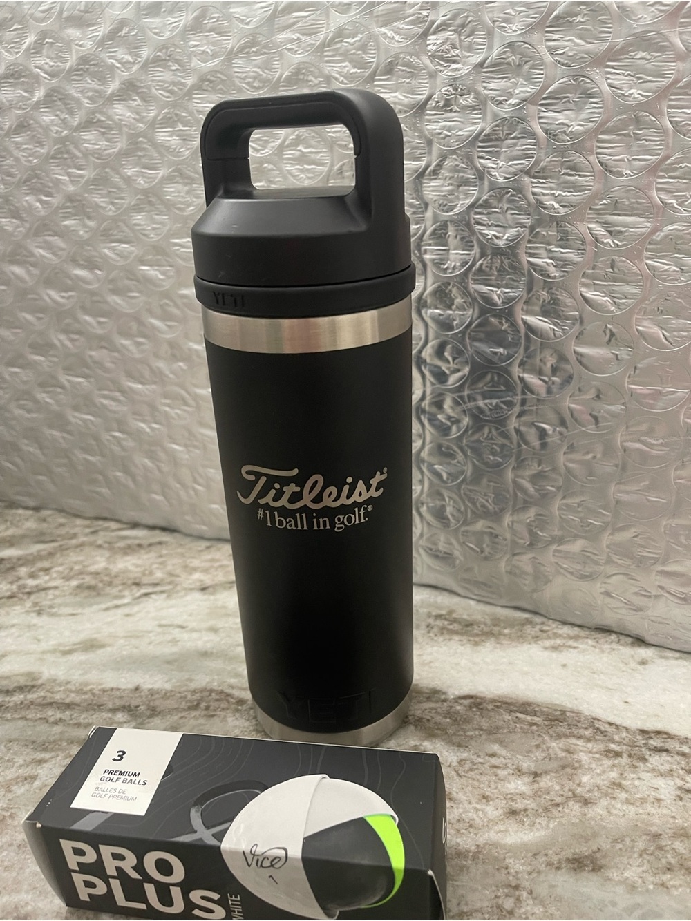 Yeti Titleist 18oz Rambler Black Travel Tumbler with Silver Trim